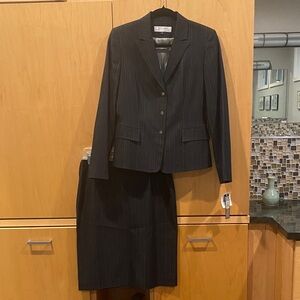 Black/Blue Career Denim Pinstripe Suit Set